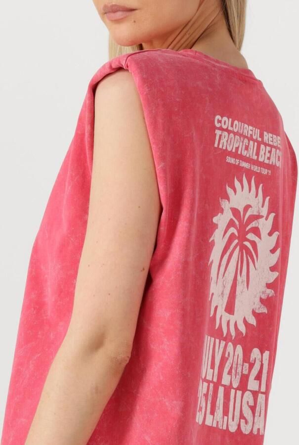 COLOURFUL REBEL Dames Jurken Tropical Beach Tour Acid Wash Padded Dress Sl Roze