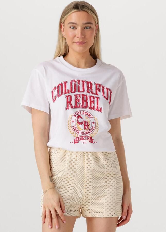 COLOURFUL REBEL Dames Tops & T-shirts Cr Varsity Loosefit Tee Wit - Foto 4