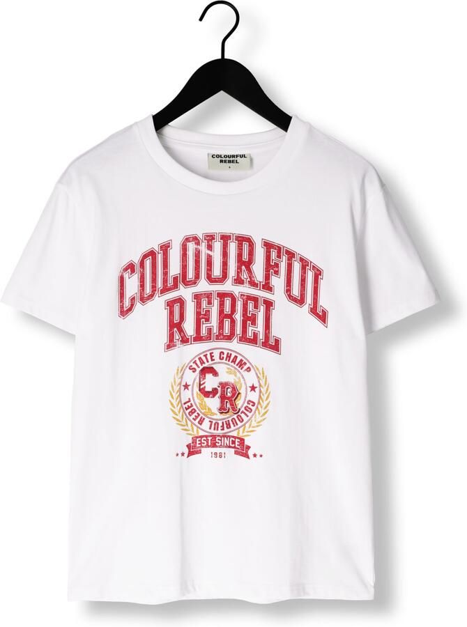COLOURFUL REBEL Dames Tops & T-shirts Cr Varsity Loosefit Tee Wit - Foto 1