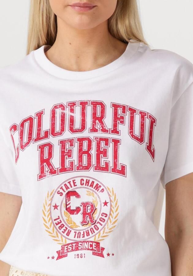 COLOURFUL REBEL Dames Tops & T-shirts Cr Varsity Loosefit Tee Wit - Foto 2