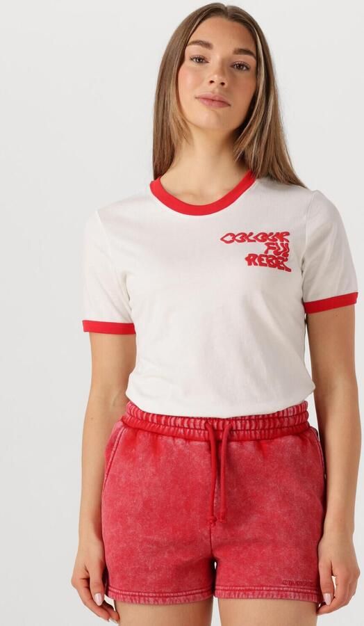 COLOURFUL REBEL Dames Tops & T-shirts Logo Wave Ringer Boxy Tee Rood - Foto 4