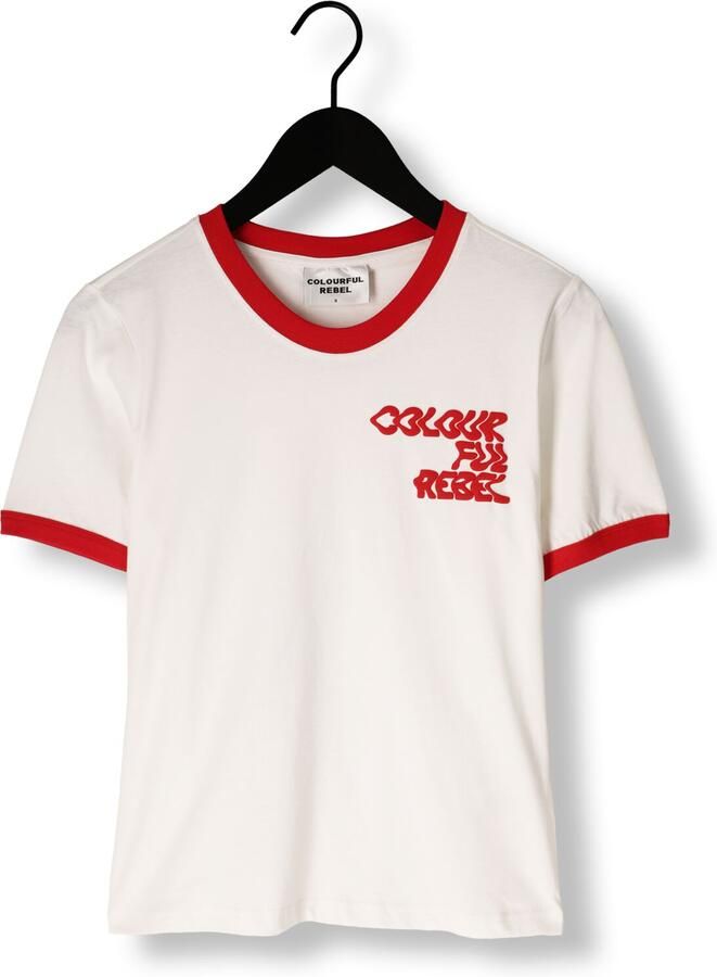 COLOURFUL REBEL Dames Tops & T-shirts Logo Wave Ringer Boxy Tee Rood