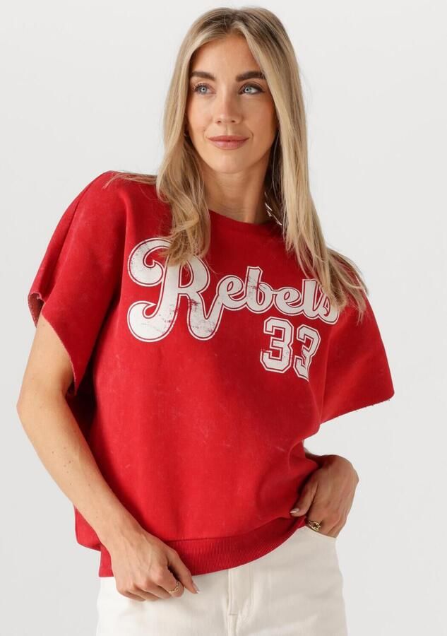 COLOURFUL REBEL Dames Tops & T-shirts Rebels 33 Acid Wash Drppd Shldr Sweat Ss Rood - Foto 4