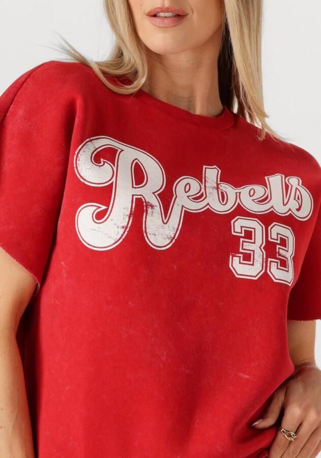 COLOURFUL REBEL Dames Tops & T-shirts Rebels 33 Acid Wash Drppd Shldr Sweat Ss Rood - Foto 2