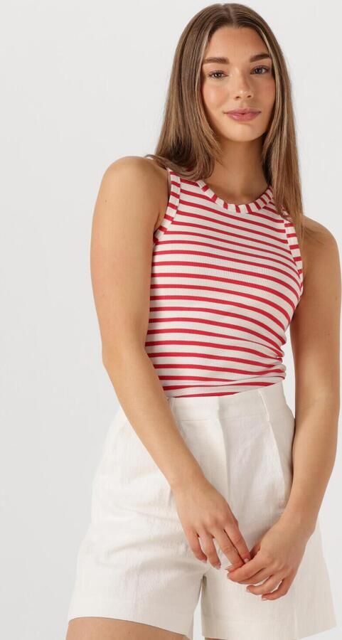 COLOURFUL REBEL Dames Tops & T-shirts Sachi Striped Rib Tanktop Rood - Foto 4