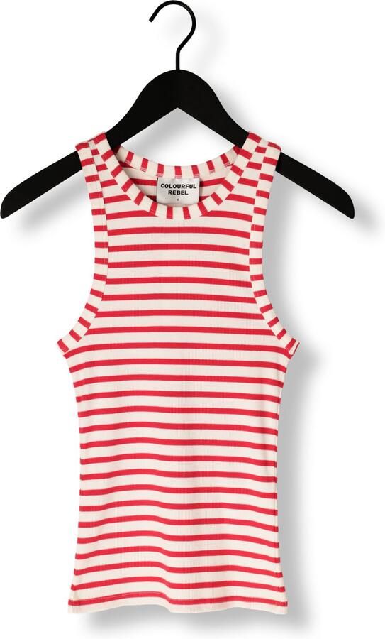 COLOURFUL REBEL Dames Tops & T-shirts Sachi Striped Rib Tanktop Rood - Foto 3