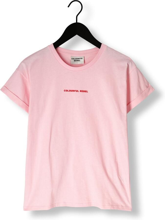 COLOURFUL REBEL Dames Tops & T-shirts Uni Logo Boxy Tee Roze