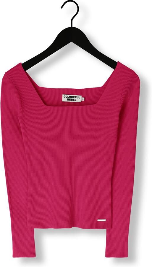 COLOURFUL REBEL Dames Truien & Vesten Ariel Square Neckline Knitted Top Roze - Foto 3