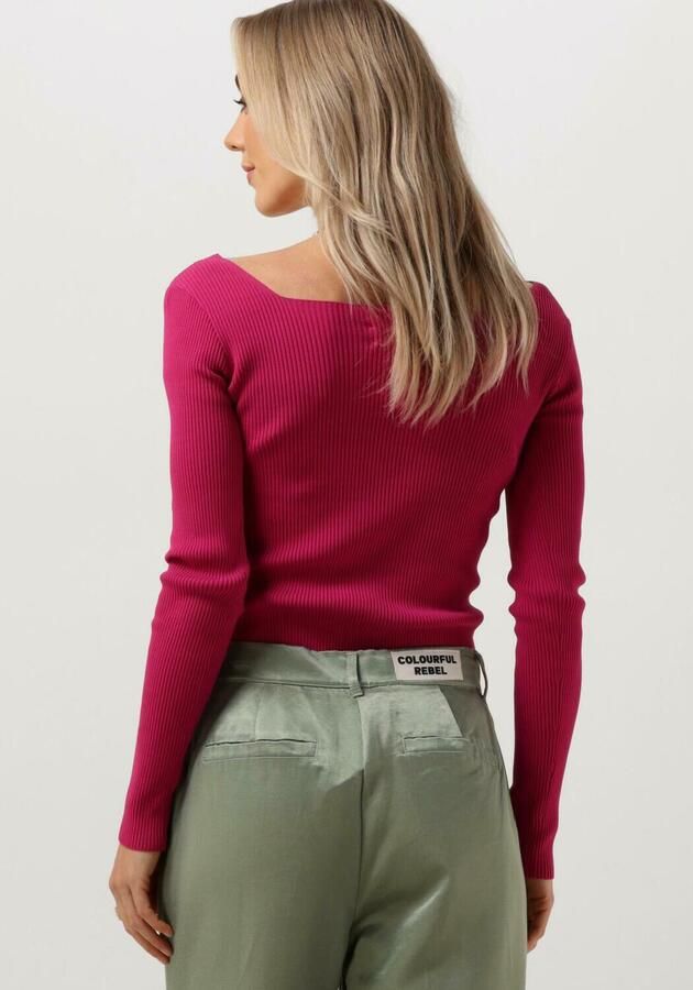 COLOURFUL REBEL Dames Truien & Vesten Ariel Square Neckline Knitted Top Roze