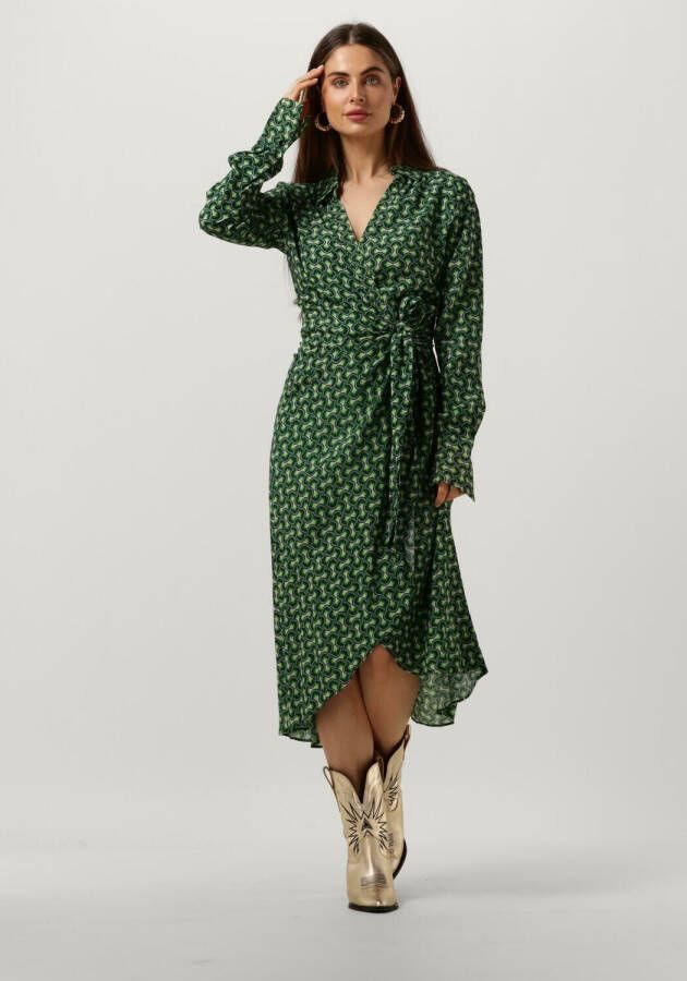COLOURFUL REBEL Dames Jurken Lea Graphic Wrap Midi Dress Groen