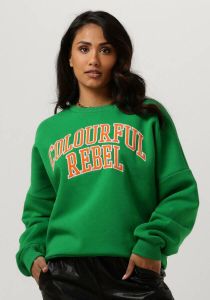 Colourful Rebel sweater CR Patch Dropped met tekst groen