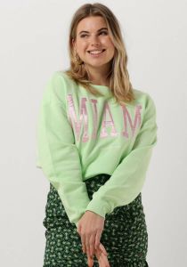 Colourful Rebel sweater Miami Patch Cropped Sweat met tekst limegroen