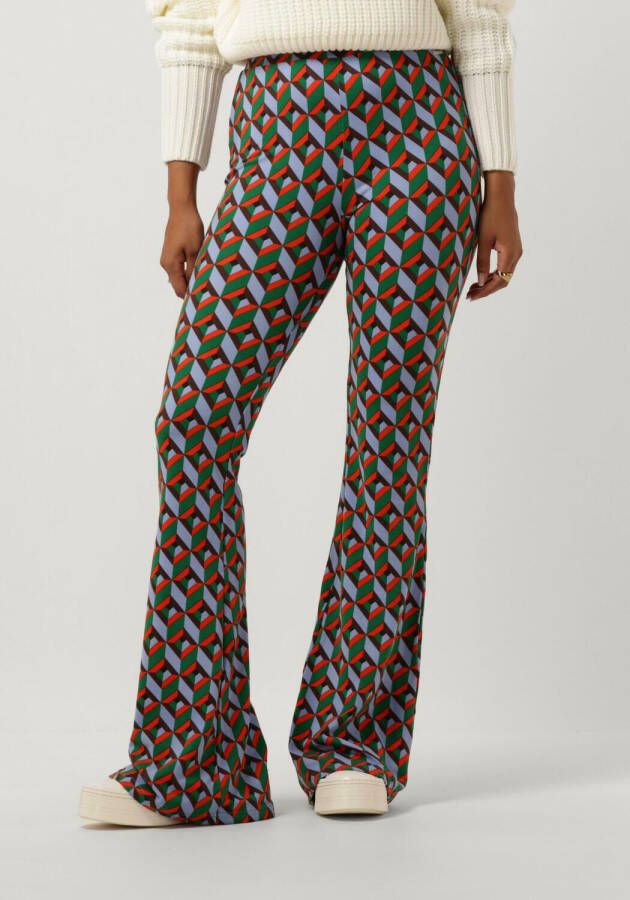 COLOURFUL REBEL Dames Broeken Graphic Peached Extra Flare Pants Multi