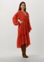 Colourful Rebel jurk Embla Small Geo Balloon Sleeve Midi Dress met grafische print en ceintuur oranje - Thumbnail 1