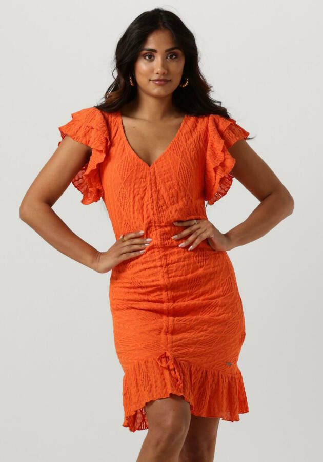 Colourful Rebel jurk Zorah Broderie Dress met all over print oranje
