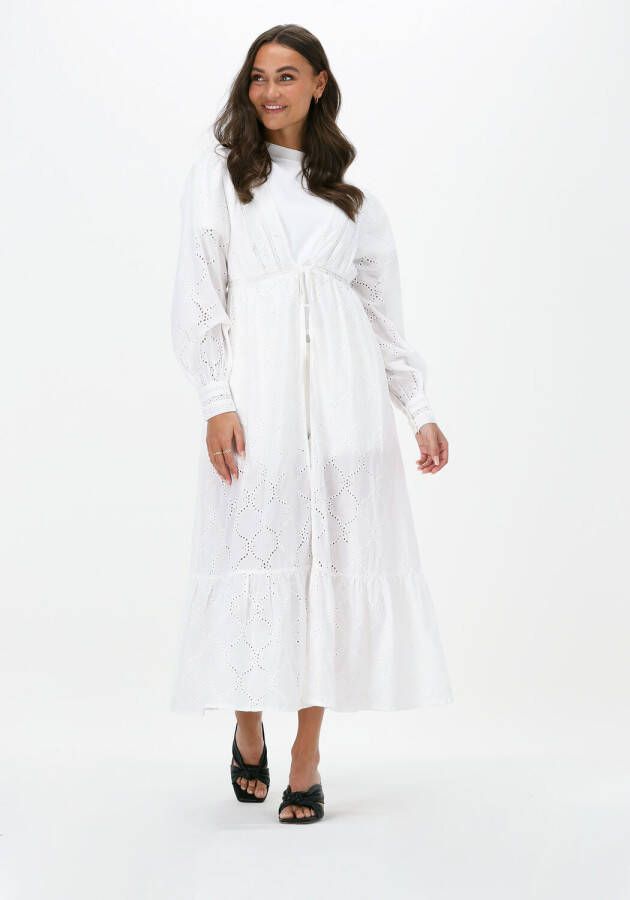 COLOURFUL REBEL Dames Jurken Sandy Broderie Anglaise Maxi Kimono Dress Wit