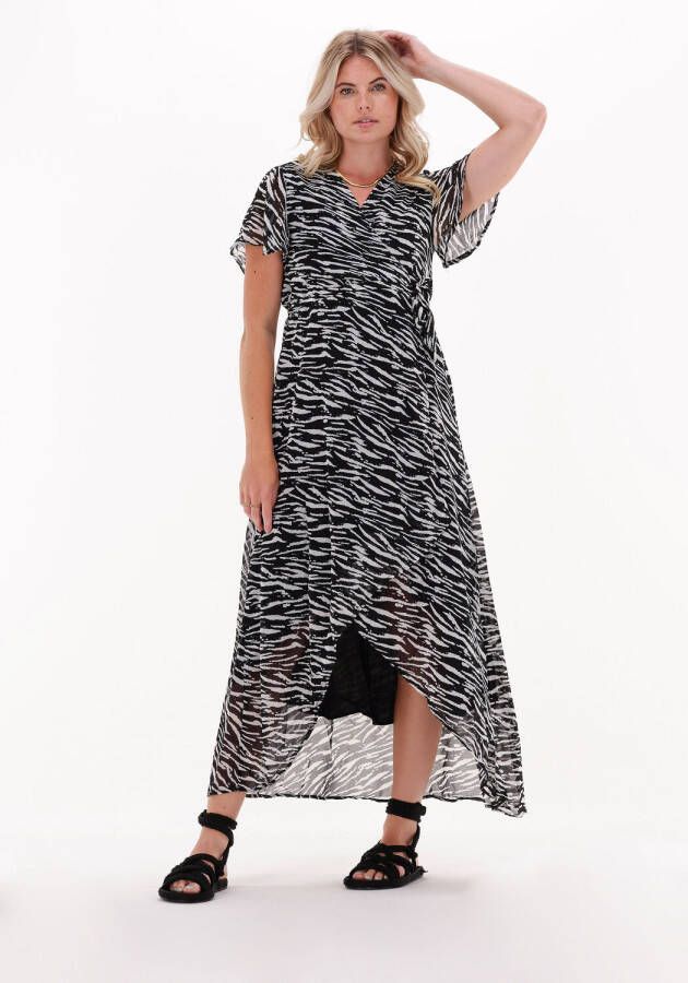 COLOURFUL REBEL Dames Jurken Felin Zebra Maxi Wrap Dress Zwart