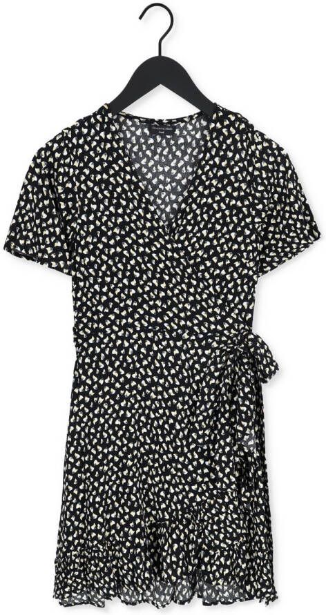 COLOURFUL REBEL Dames Jurken Evy Graphic Leaf Mini Wrap Dress Zwart