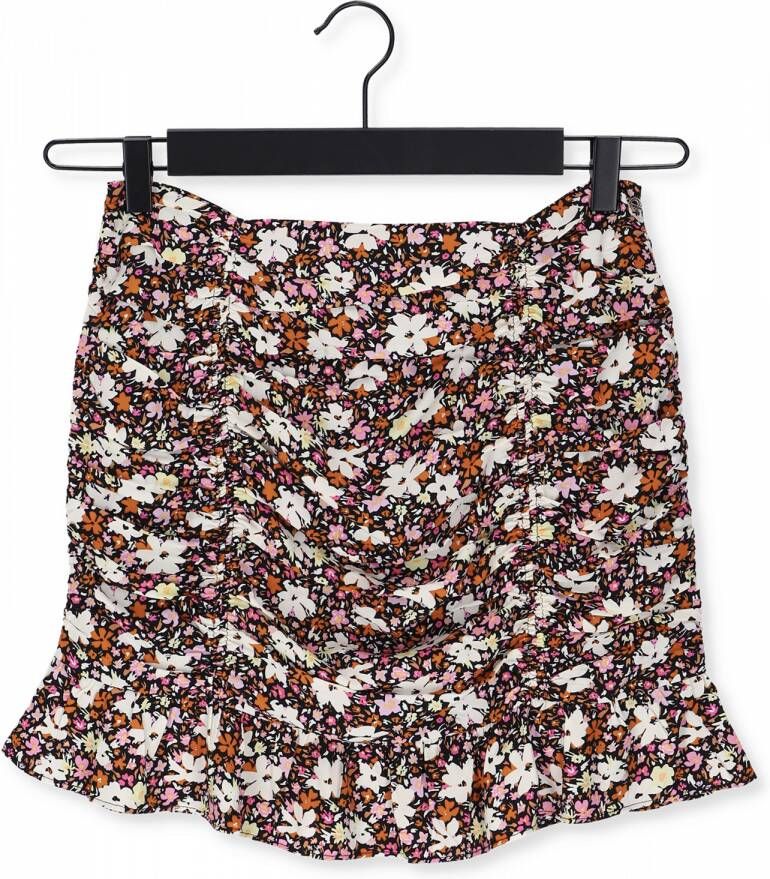 COLOURFUL REBEL Dames Rokken Eliza Flower Pleated Mini Skirt Zwart