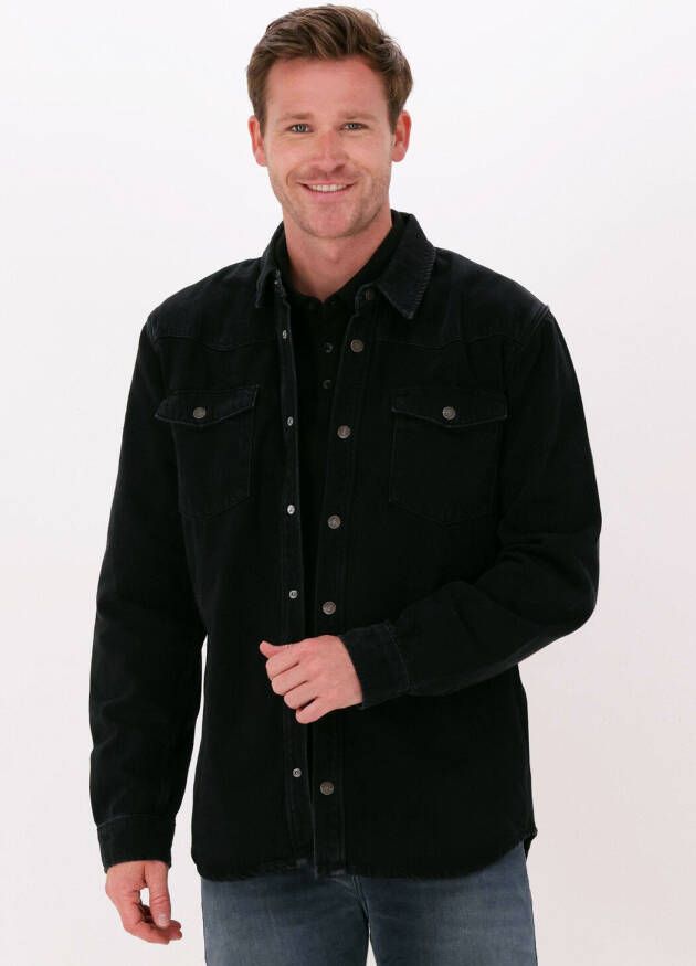 COLOURFUL REBEL Heren Overhemden Mason Washed Denim Shirt Zwart