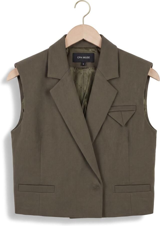 COPENHAGEN MUSE Dames Blazers Cmtailor-short-waistcoat Olijf - Foto 2