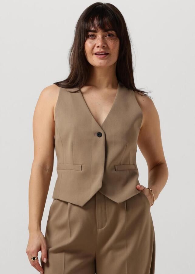 Copenhagen Muse Moderne Getailleerde Vest met V-Hals en Knoopsluiting Brown Dames - Foto 4