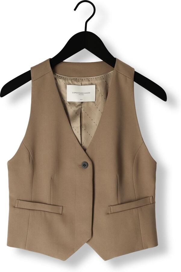 Copenhagen Muse Moderne Getailleerde Vest met V-Hals en Knoopsluiting Brown Dames - Foto 3