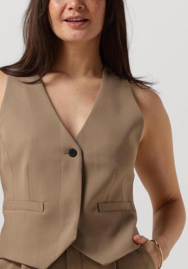 Copenhagen Muse Moderne Getailleerde Vest met V-Hals en Knoopsluiting Brown Dames - Foto 2