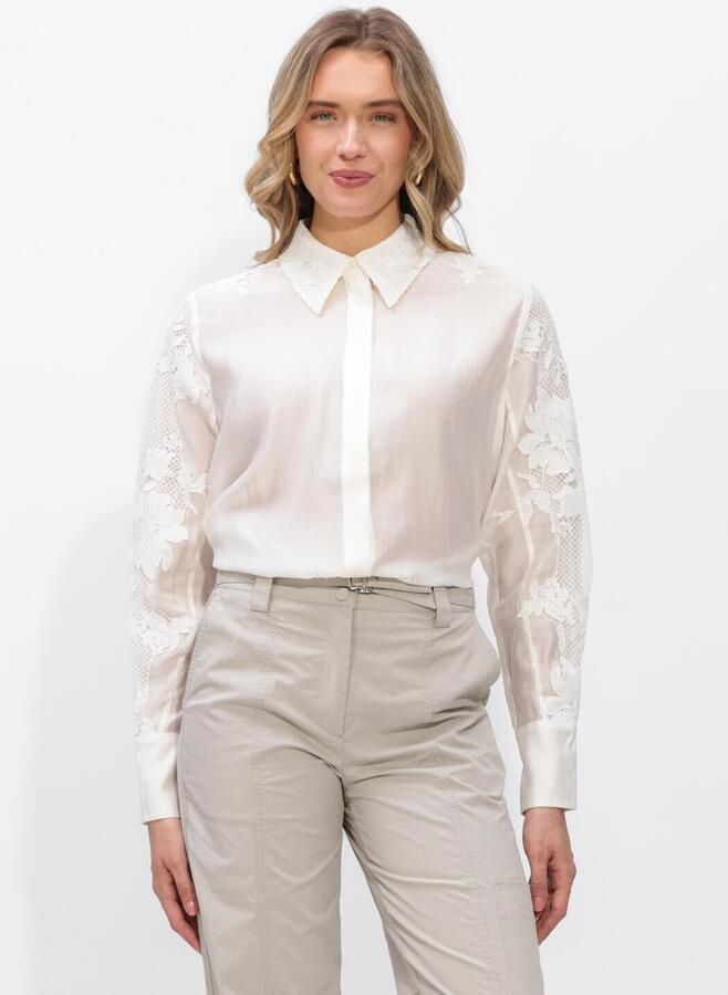 Cph Muse Relaxed fit blouse met kant en verborgen knoopsluiting