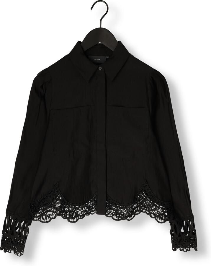 Copenhagen Muse Cropped blouse met kanten details Molly zwart