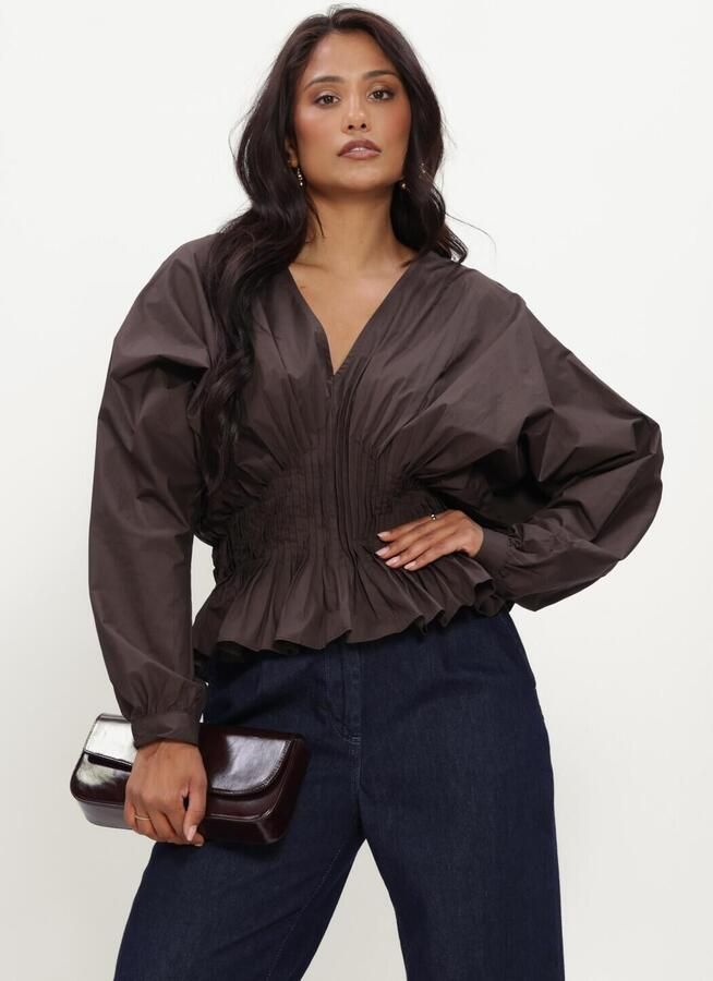 COPENHAGEN MUSE Dames Blouses Cmpoplin-blouse Bruin