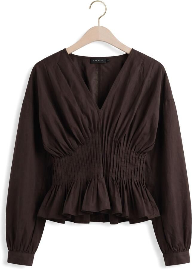 COPENHAGEN MUSE Dames Blouses Cmpoplin-blouse Bruin - Foto 2