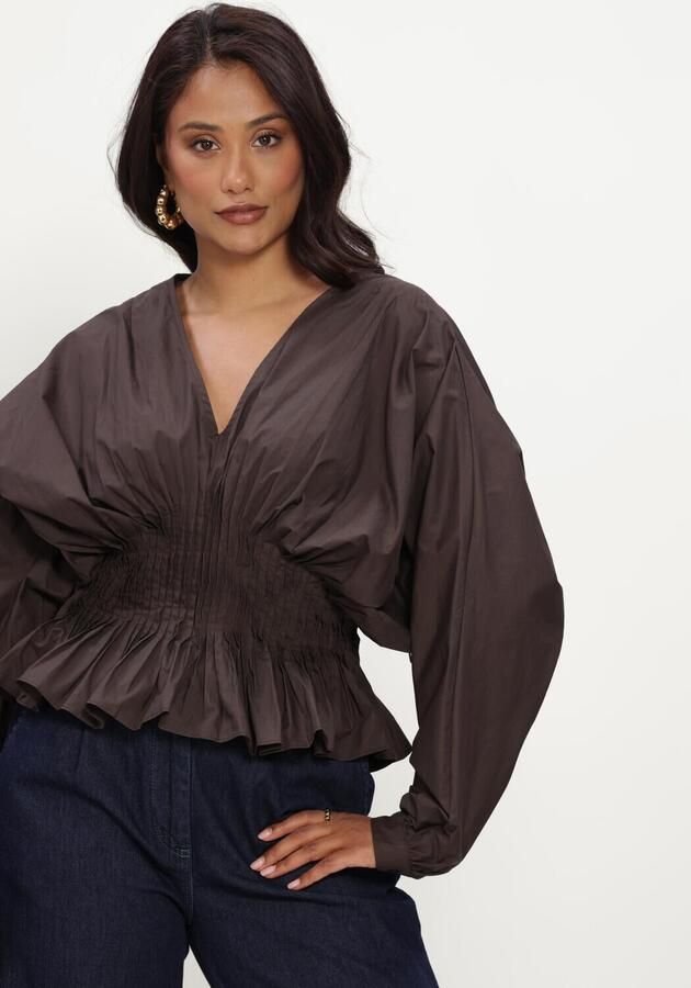COPENHAGEN MUSE Dames Blouses Cmpoplin-blouse Bruin - Foto 4