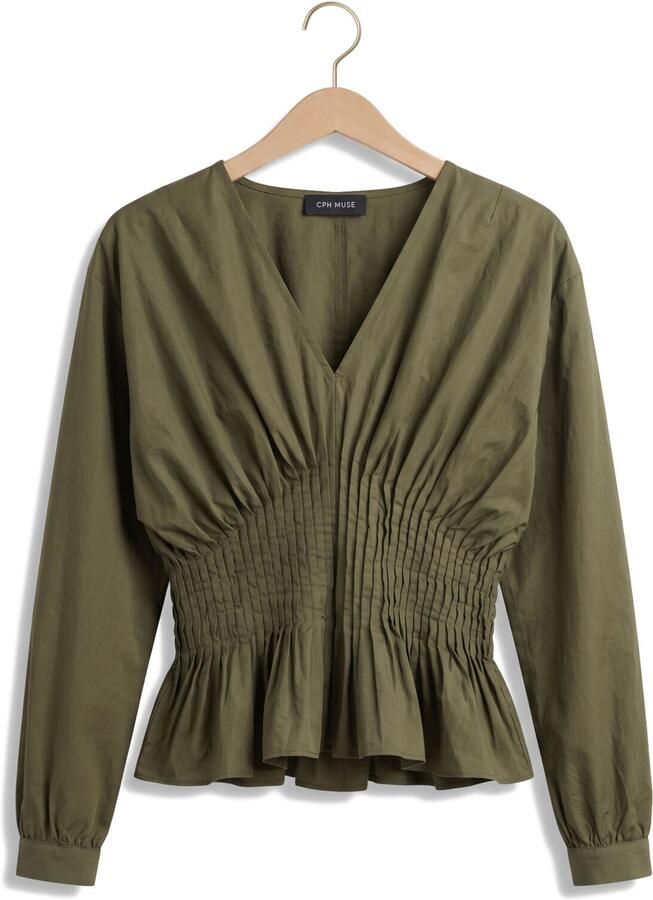 COPENHAGEN MUSE Dames Blouses Cmpoplin-blouse Olijf - Foto 3