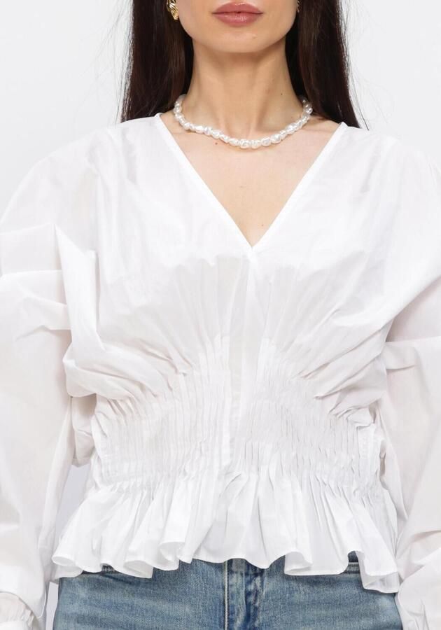 Copenhagen Muse Blouse met ballonmouwen Poplin wit - Foto 4