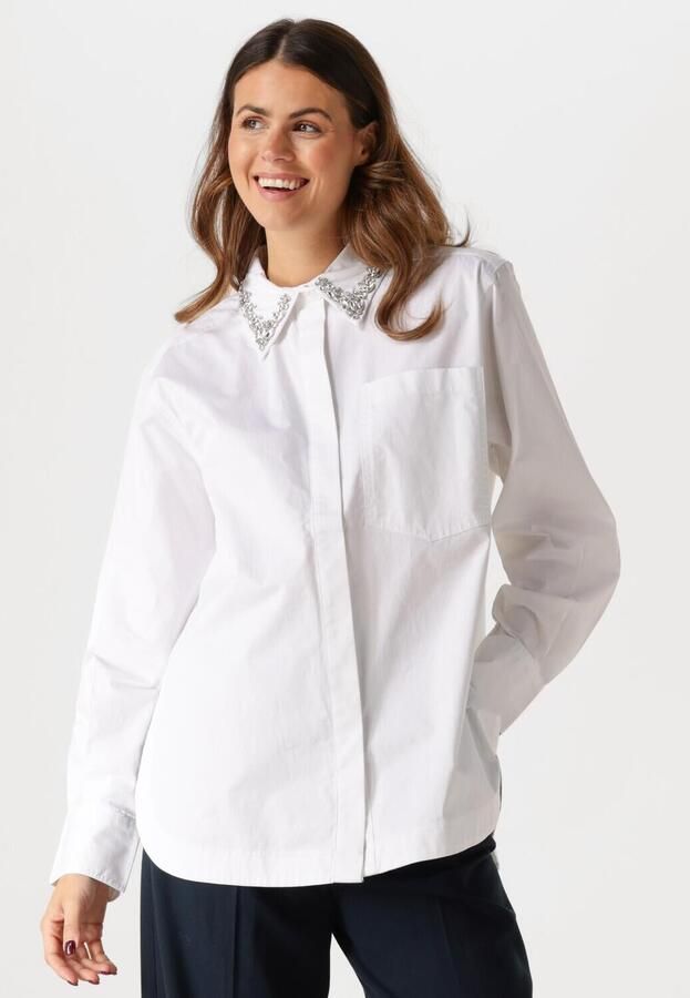 Copenhagen Muse Witte Katoenen Blouse met Speelse Kraag White Dames - Foto 4