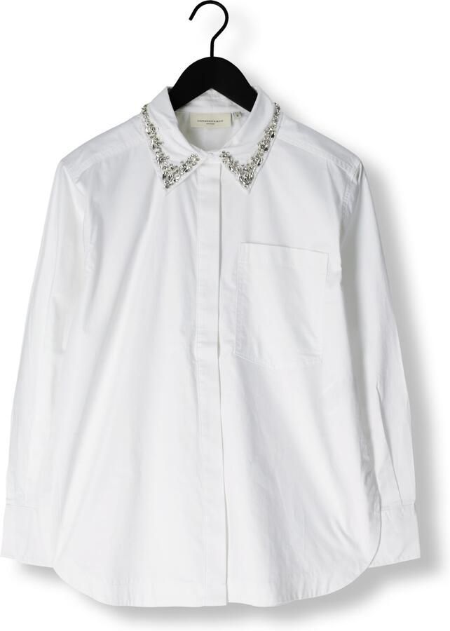 Copenhagen Muse Witte Katoenen Blouse met Speelse Kraag White Dames