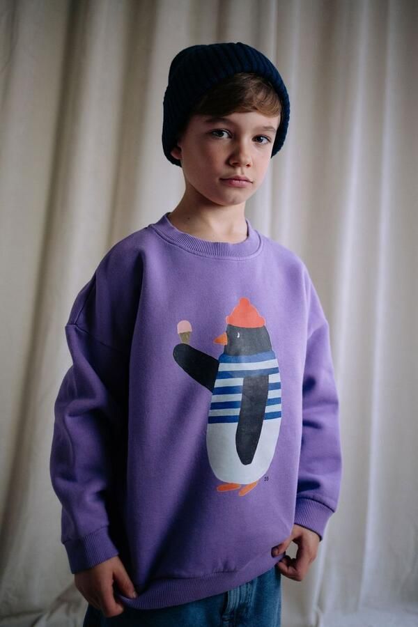 DAILY BRAT Jongens Truien & Vesten Waddles Pinguin Sweater Paars - Foto 2