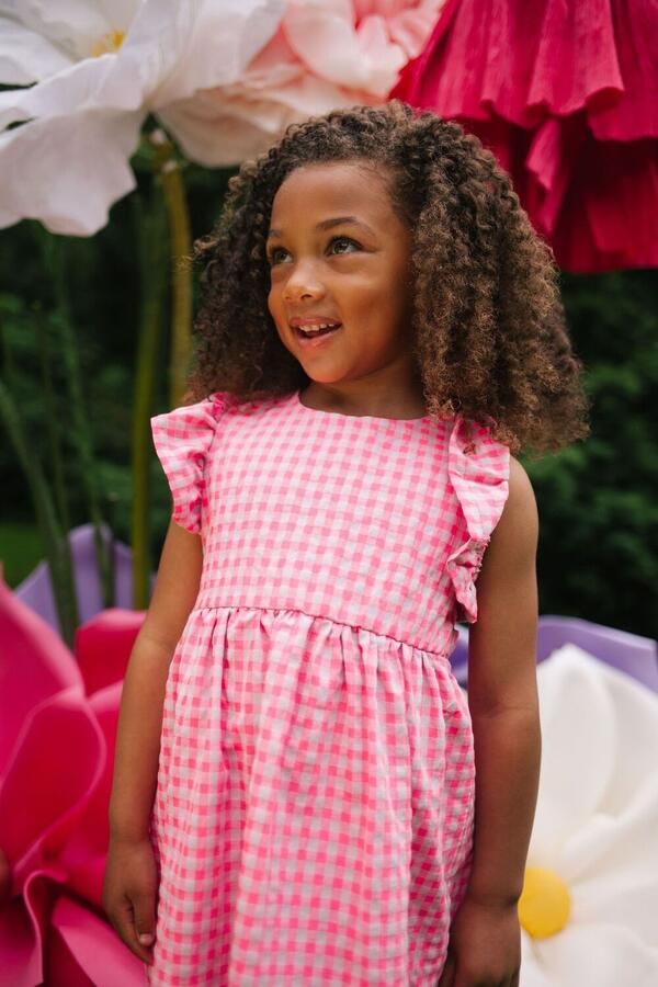 DAILY BRAT Meisjes Jurken Cheecky Checked Dress Roze - Foto 2