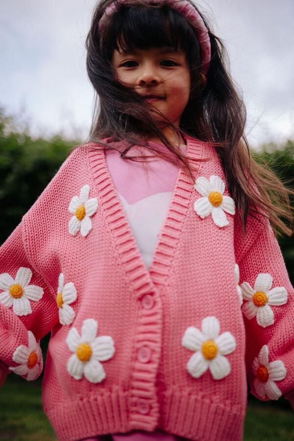 DAILY BRAT Meisjes Truien & Vesten Daisy Darling Knitted Cardigan Roze - Foto 3