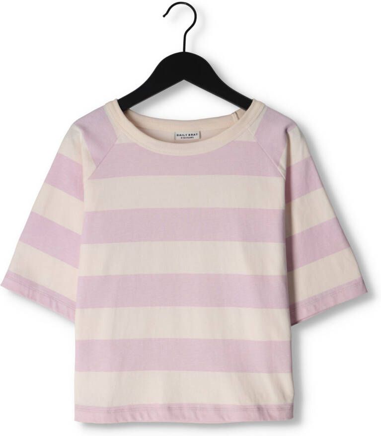 DAILY BRAT Jongens Polo's & T-shirts Striped T-shirt Lichtroze