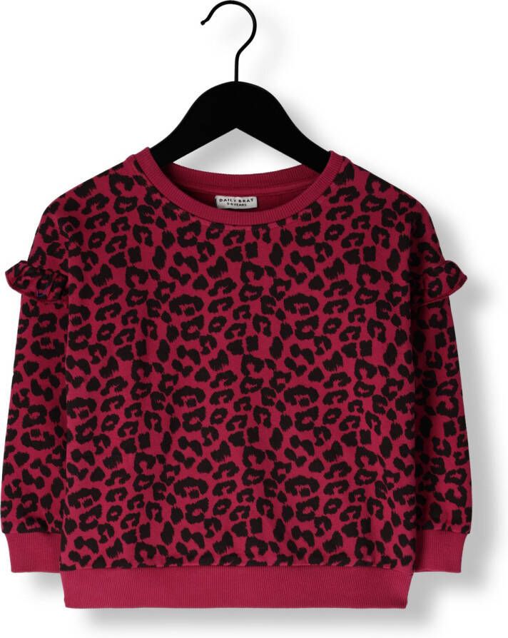 DAILY BRAT Meisjes Truien & Vesten Leopard Ruffle Sweater Orela Purple Roze