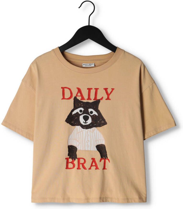DAILY BRAT Jongens Polo's & T-shirts Smizing Racoon T-shirt Zand