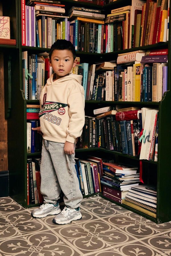 DAILY7 Jongens Truien & Vesten Oversized Hoodie Badges Beige - Foto 4