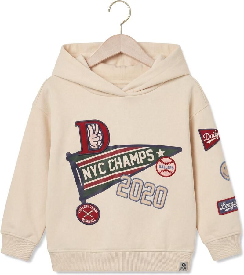 DAILY7 Jongens Truien & Vesten Oversized Hoodie Badges Beige - Foto 3