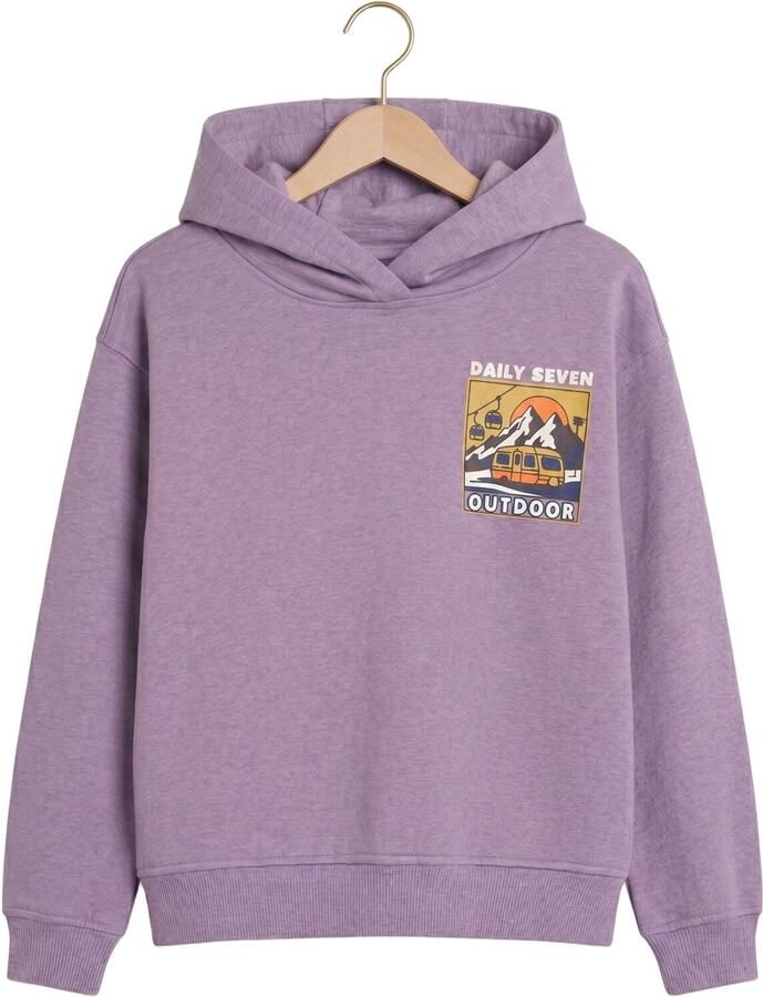 DAILY7 Jongens Truien & Vesten Oversized Hoodie Chest Print Paars