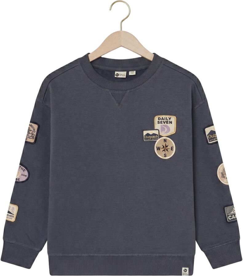 DAILY7 Jongens Truien & Vesten Oversized Sweater Badges Donkergrijs