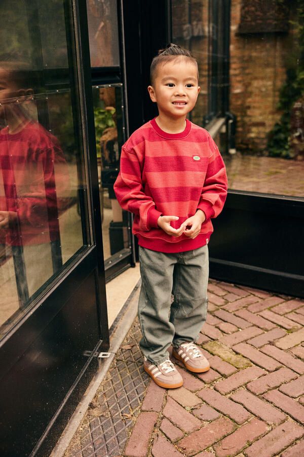 DAILY7 Jongens Truien & Vesten Oversized Sweater Big Stripe Rood