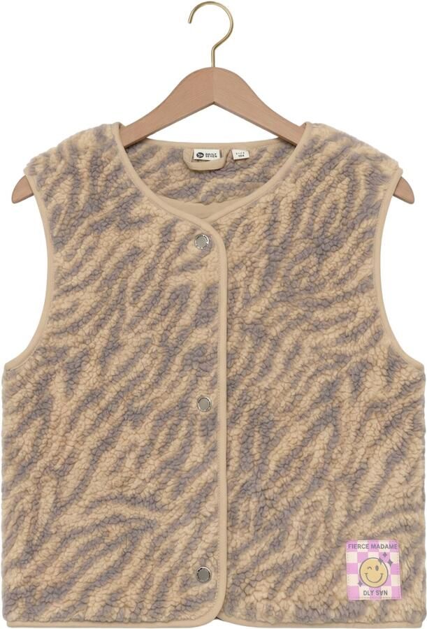 Daily7 teddy rechtvallend gilet met dierenprint zand