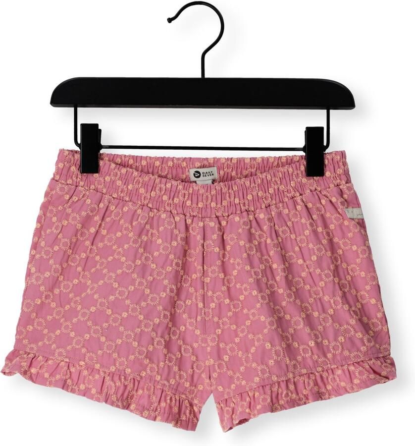 Daily7 straight regular waist casual short roze broderie